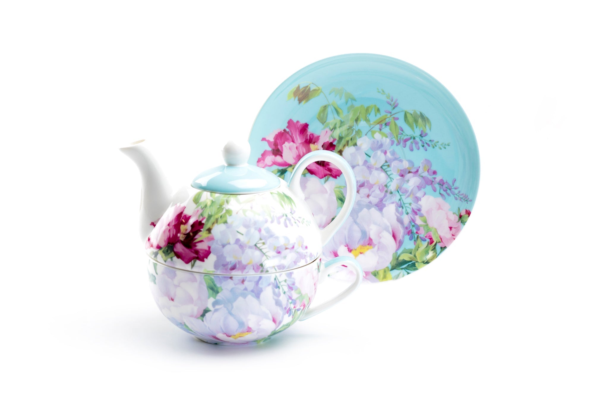 Peony Bloom Blue Fine Porcelain Tea For One Set