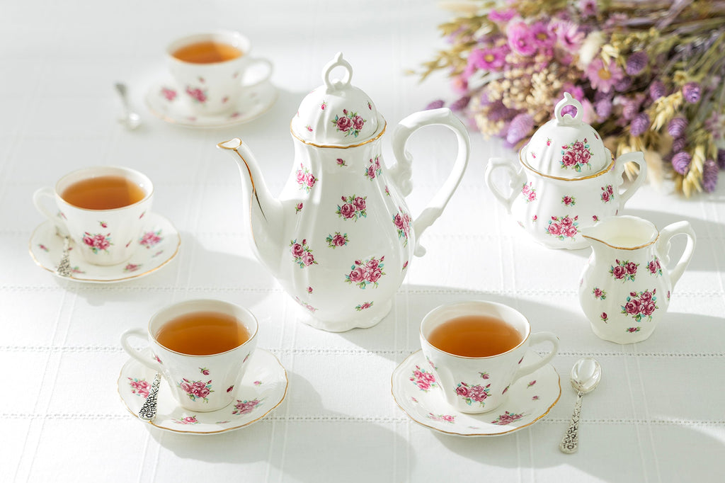 Rose Bud Fine Porcelain 11-Piece Mini Tea Set