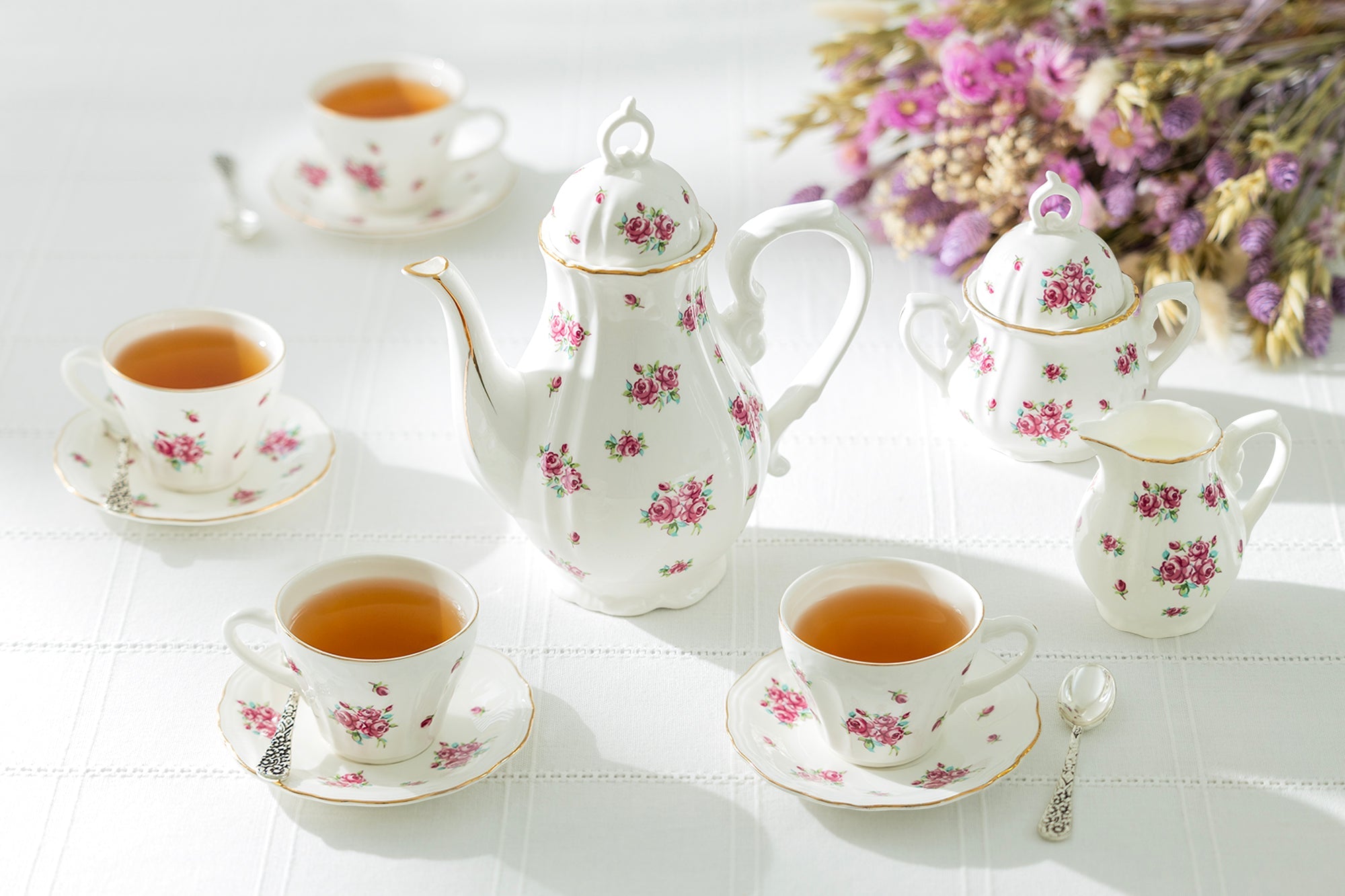 Rose Bud Fine Porcelain 11-Piece Mini Tea Set
