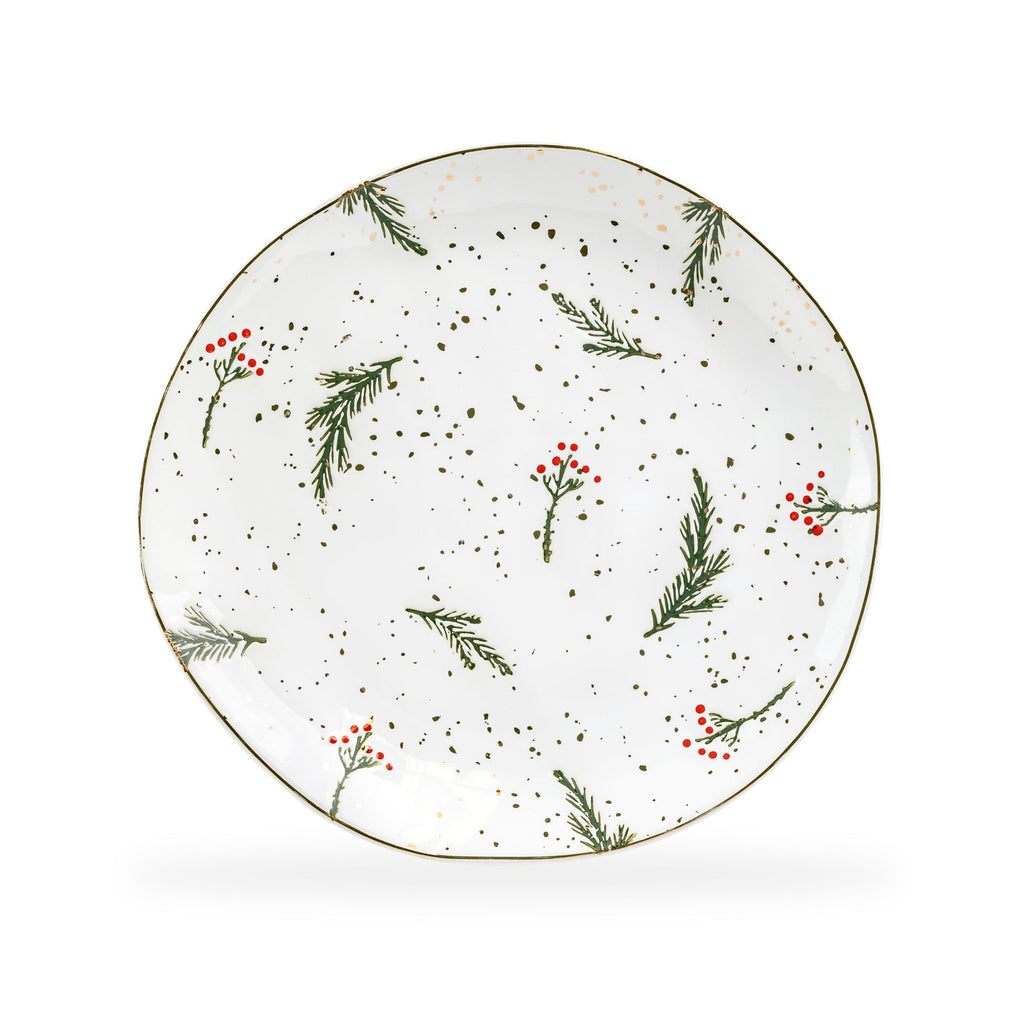 Holly Berries Organic Shape Dessert/Dinner Plate