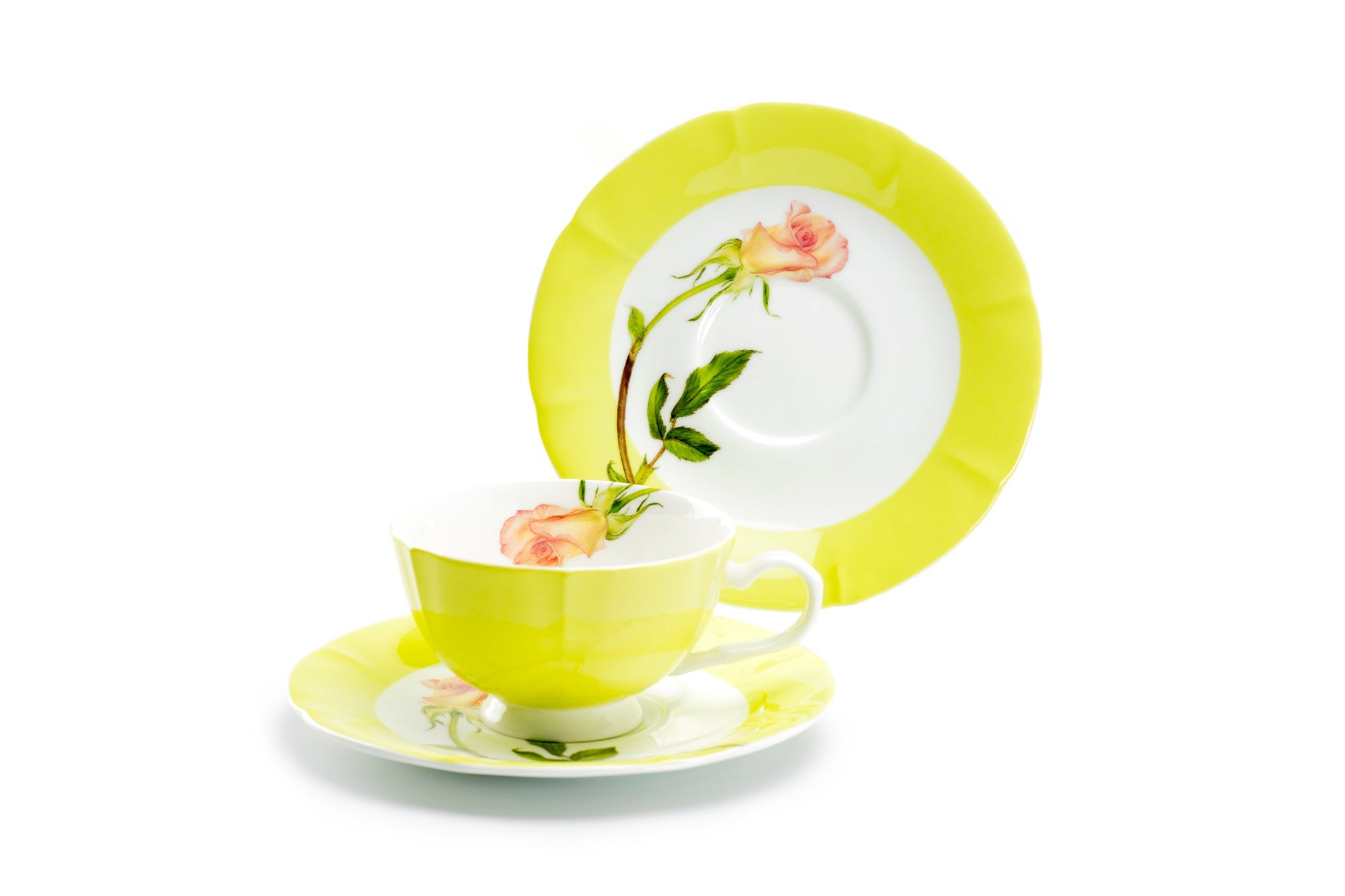 Pink Rose Bud Bone China Tea Cup and Saucer