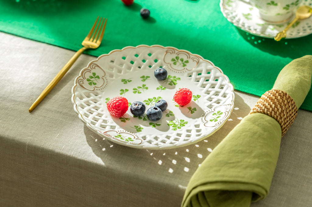 7.5" Shamrock Pierced Fine Porcelain Dessert Plate