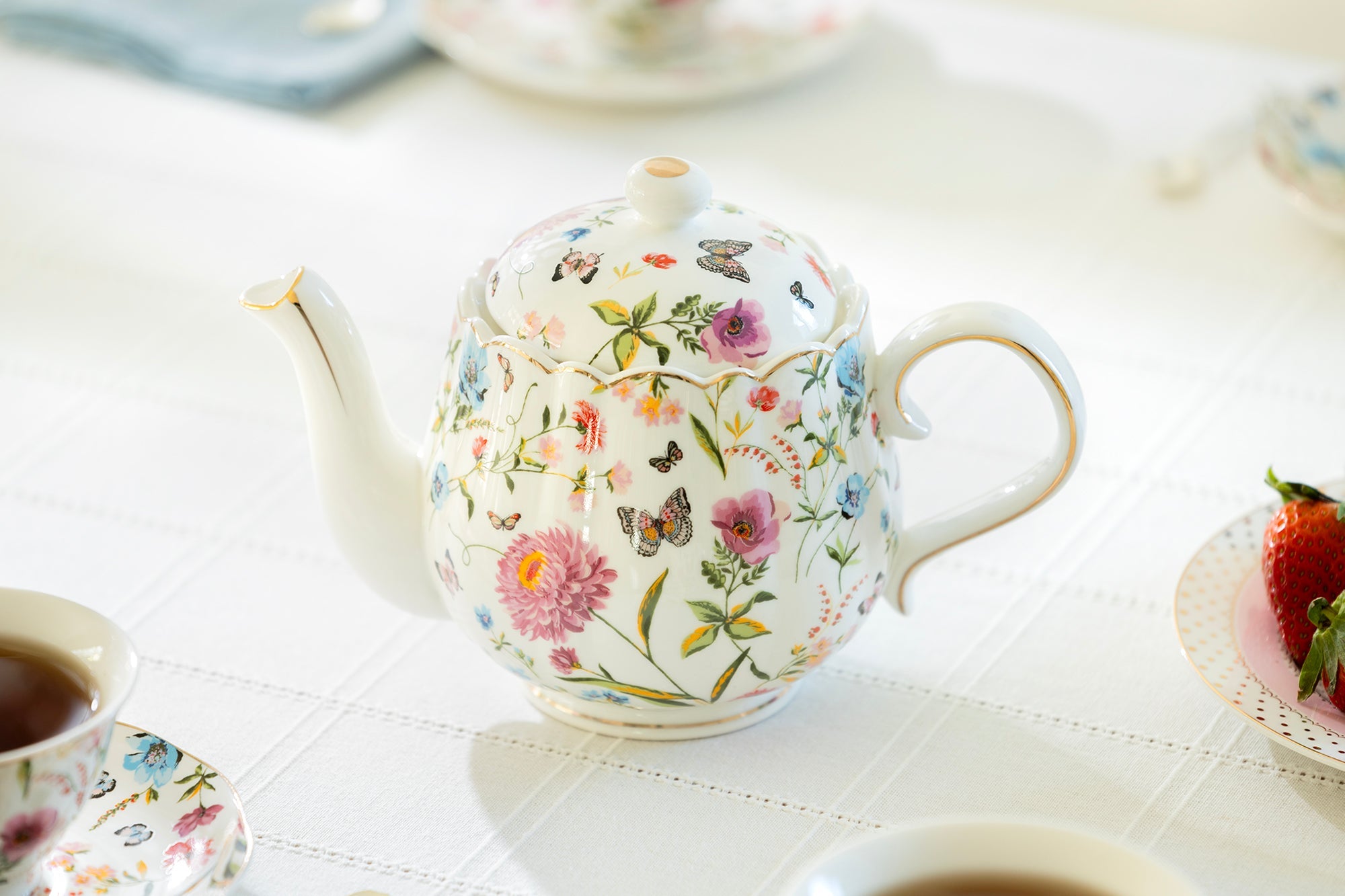 Butterfly Garden Fine Porcelain Teapot