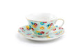 Blue Shabby Rose Fine Porcelain Tea Cup and Saucer