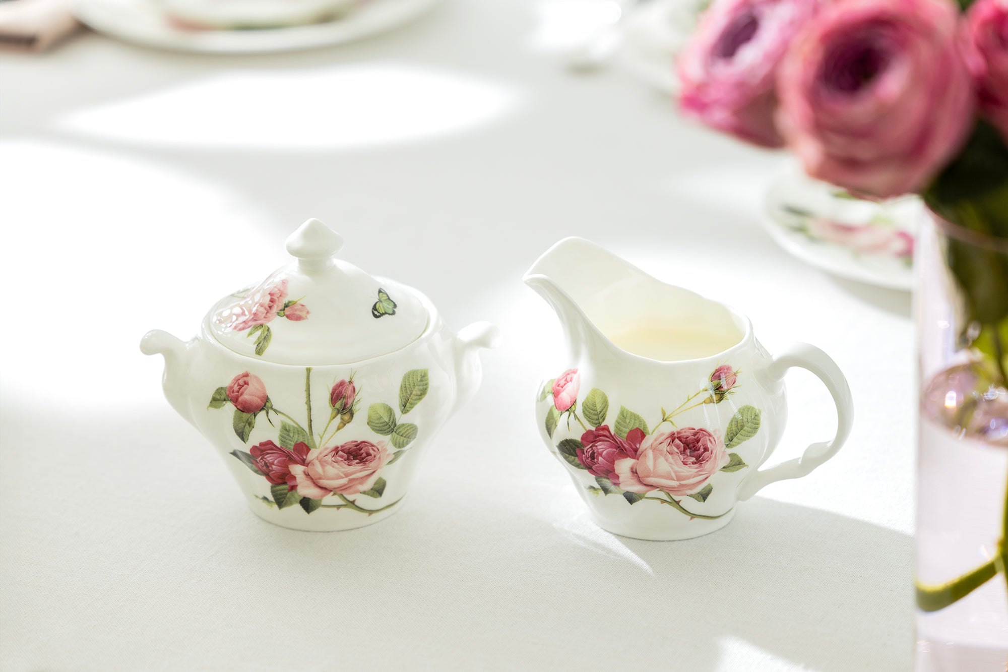 Kensington Pink Rose Bone China 11-Piece Tea Set