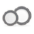 Black Josephine Stripes and Dots Fine Porcelain Dessert/Dinner Plate