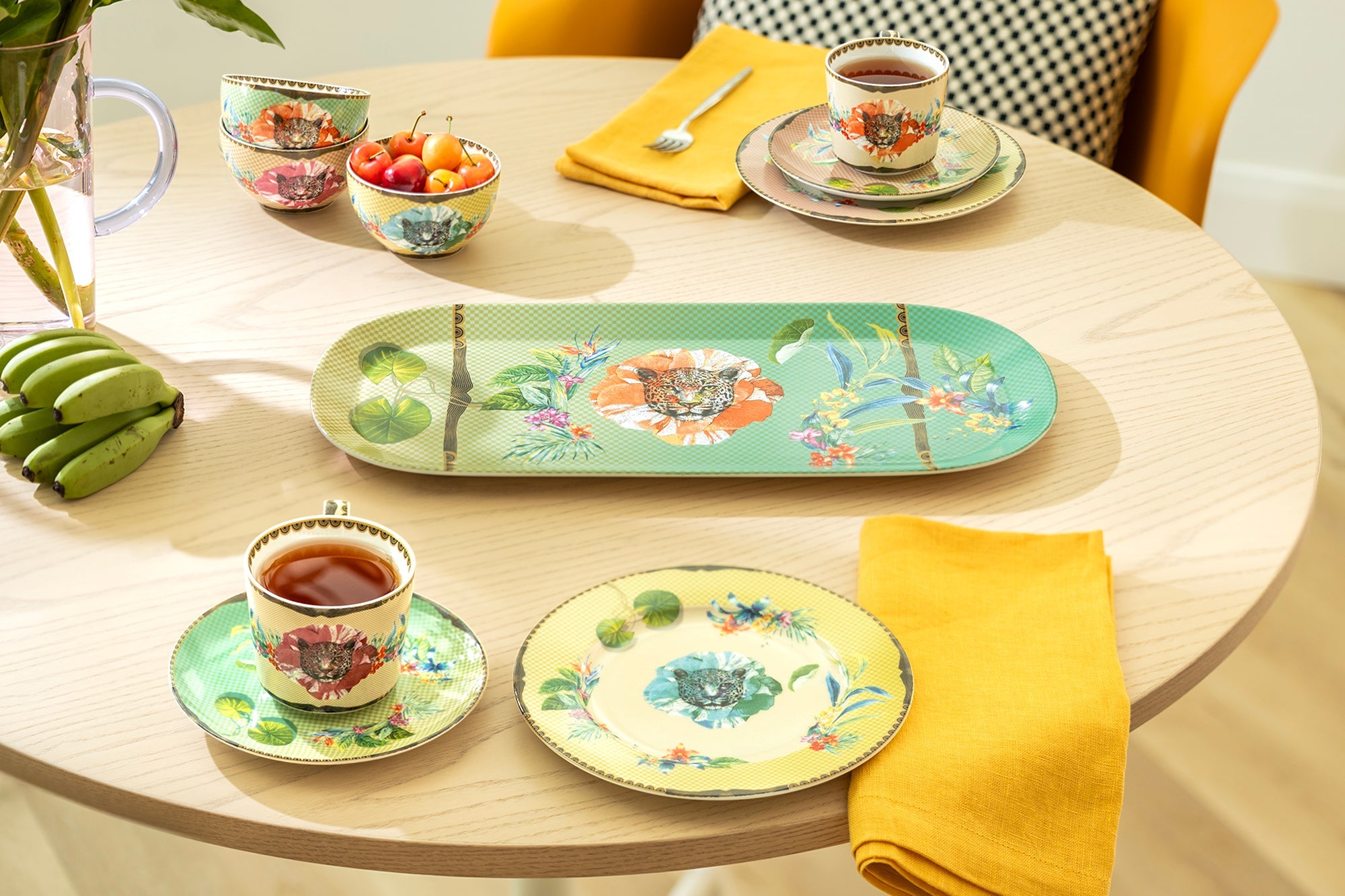 16.5" Summer Savanna Leopard Fine Porcelain Oval Serving Platter with Gift Box