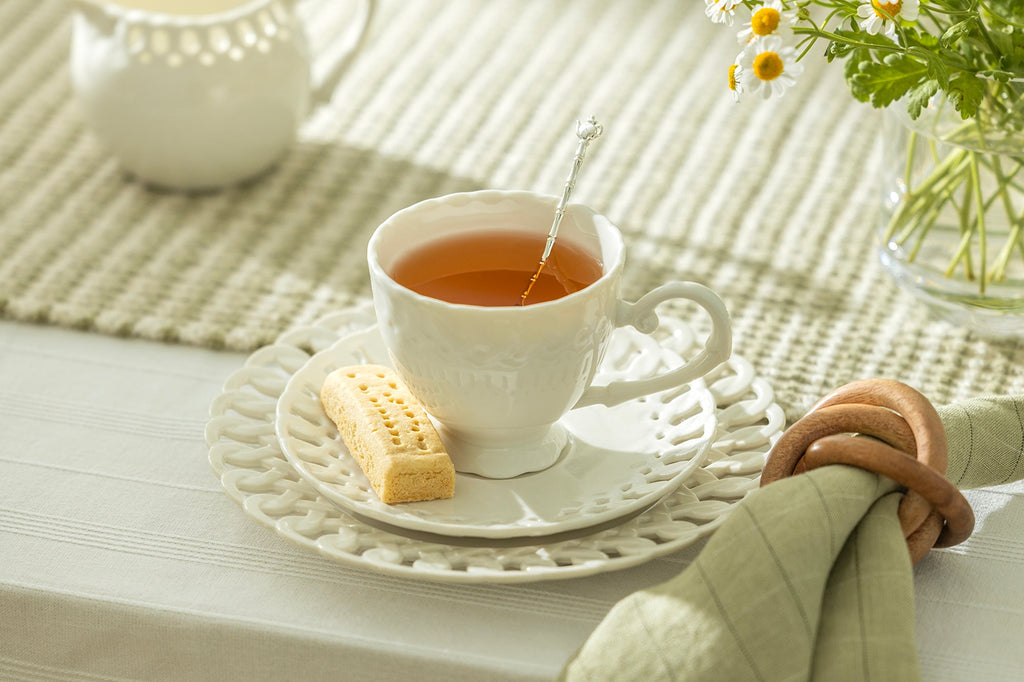 White Heirloom Fine Porcelain Tea Set