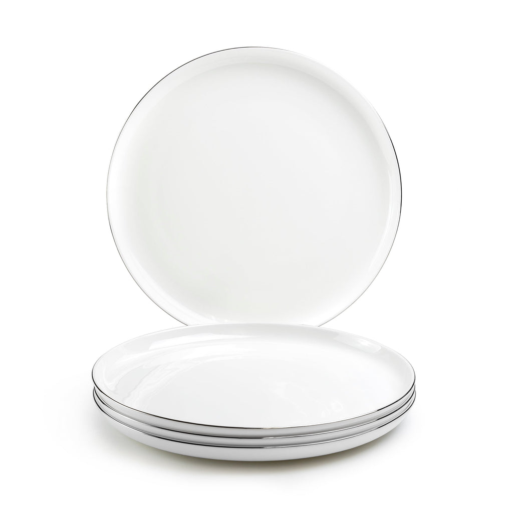 Silver Rim Blanc Bone China Dessert/Dinner Plate