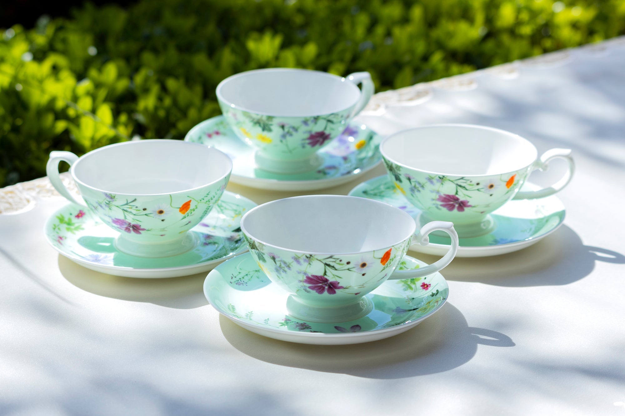Summer Meadow Mint Bone China Cup and Saucer