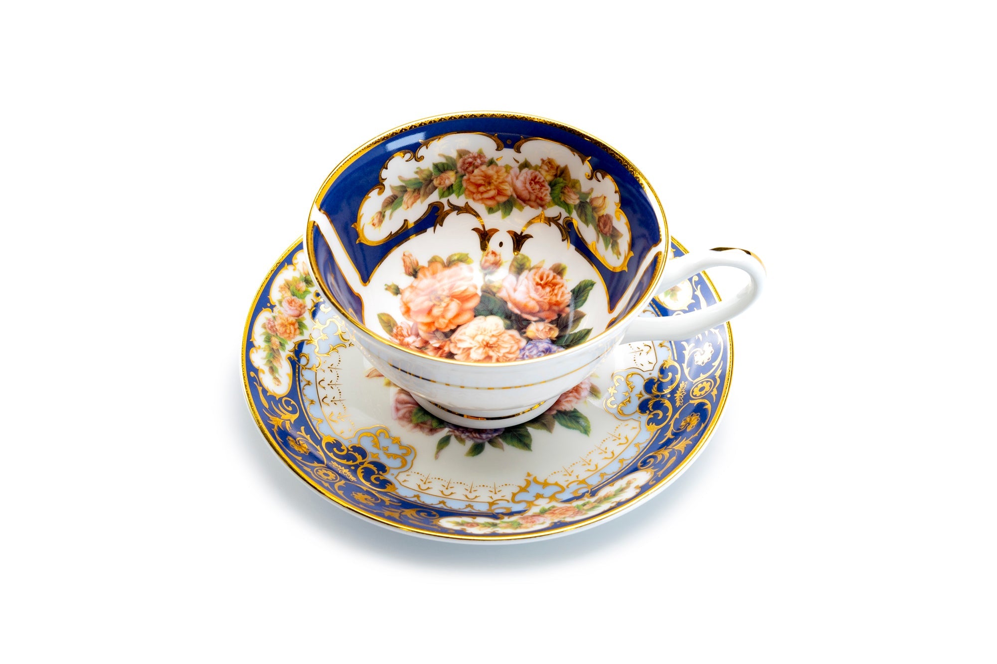 Royal Cobalt Gold Bone China Tea Cup and Saucer