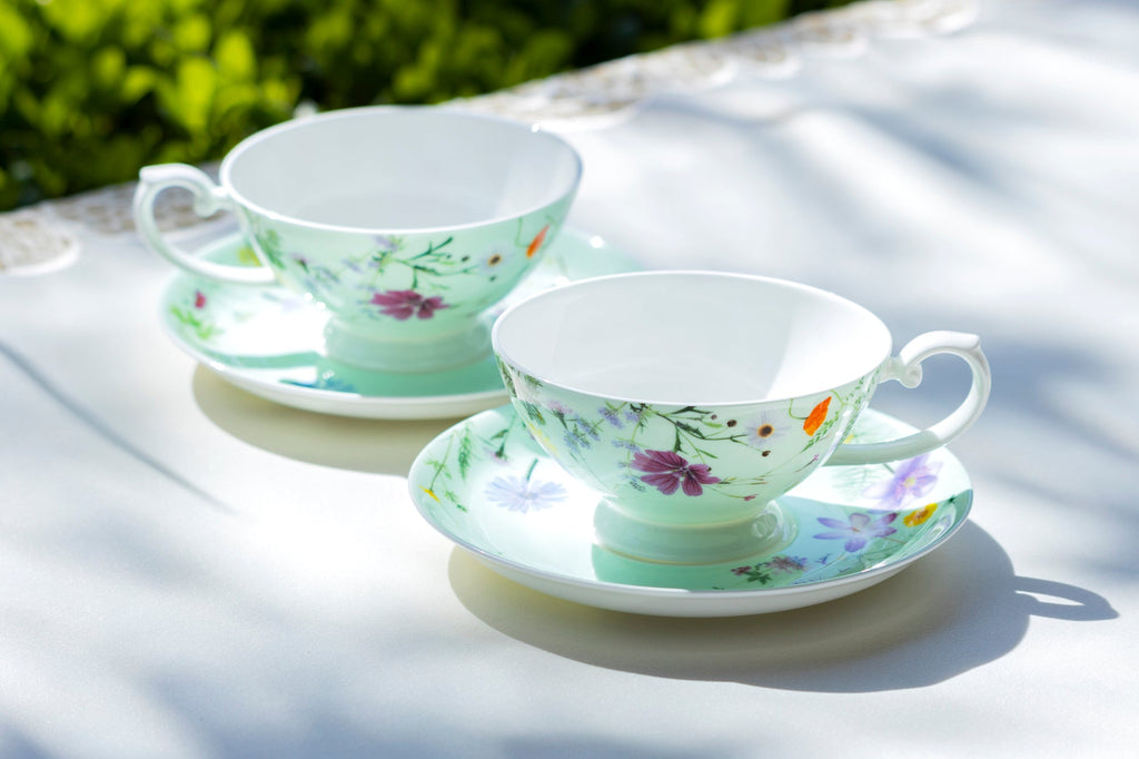 Summer Meadow Mint Bone China Cup and Saucer