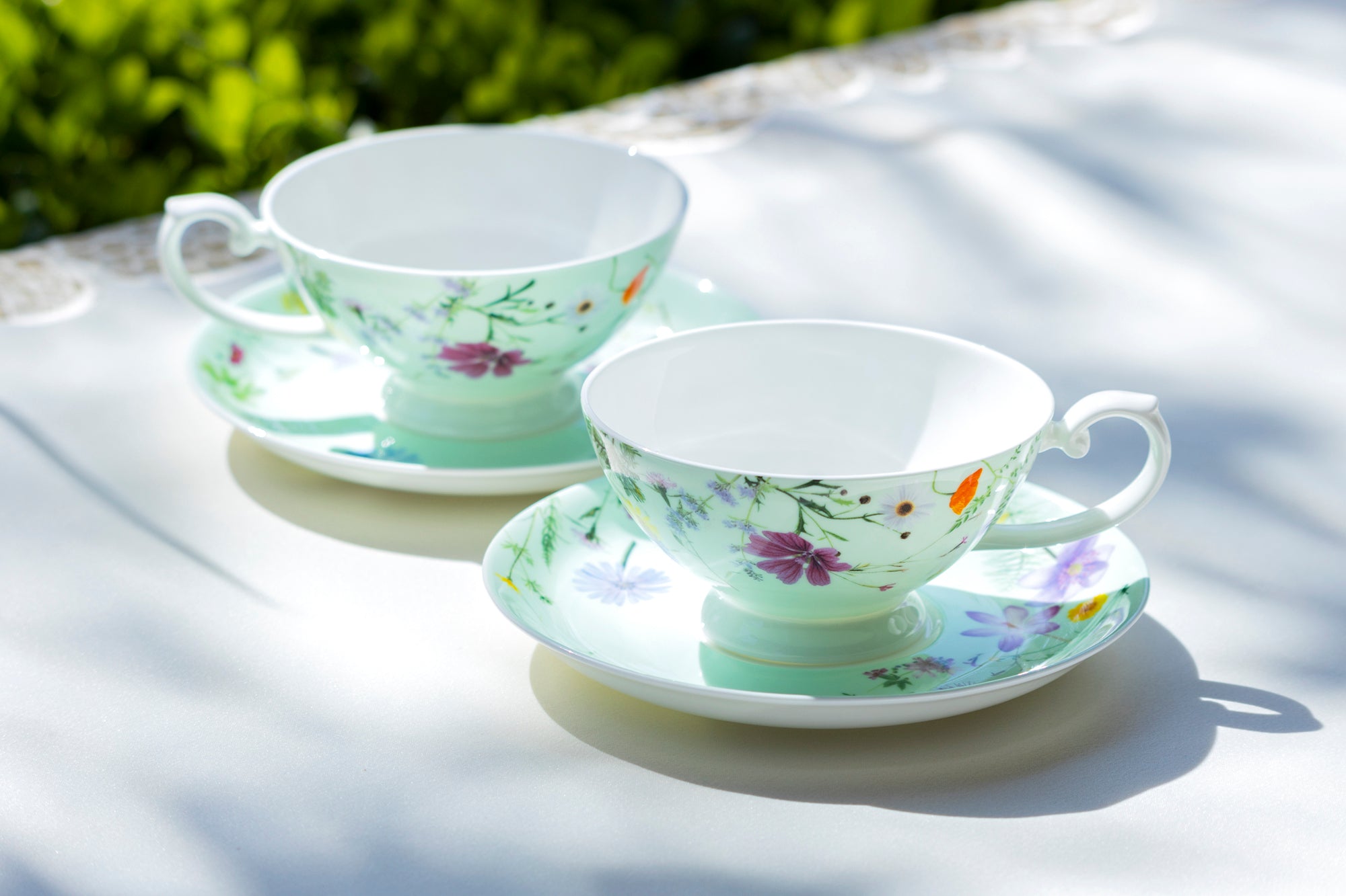 Summer Meadow Mint Bone China Cup and Saucer
