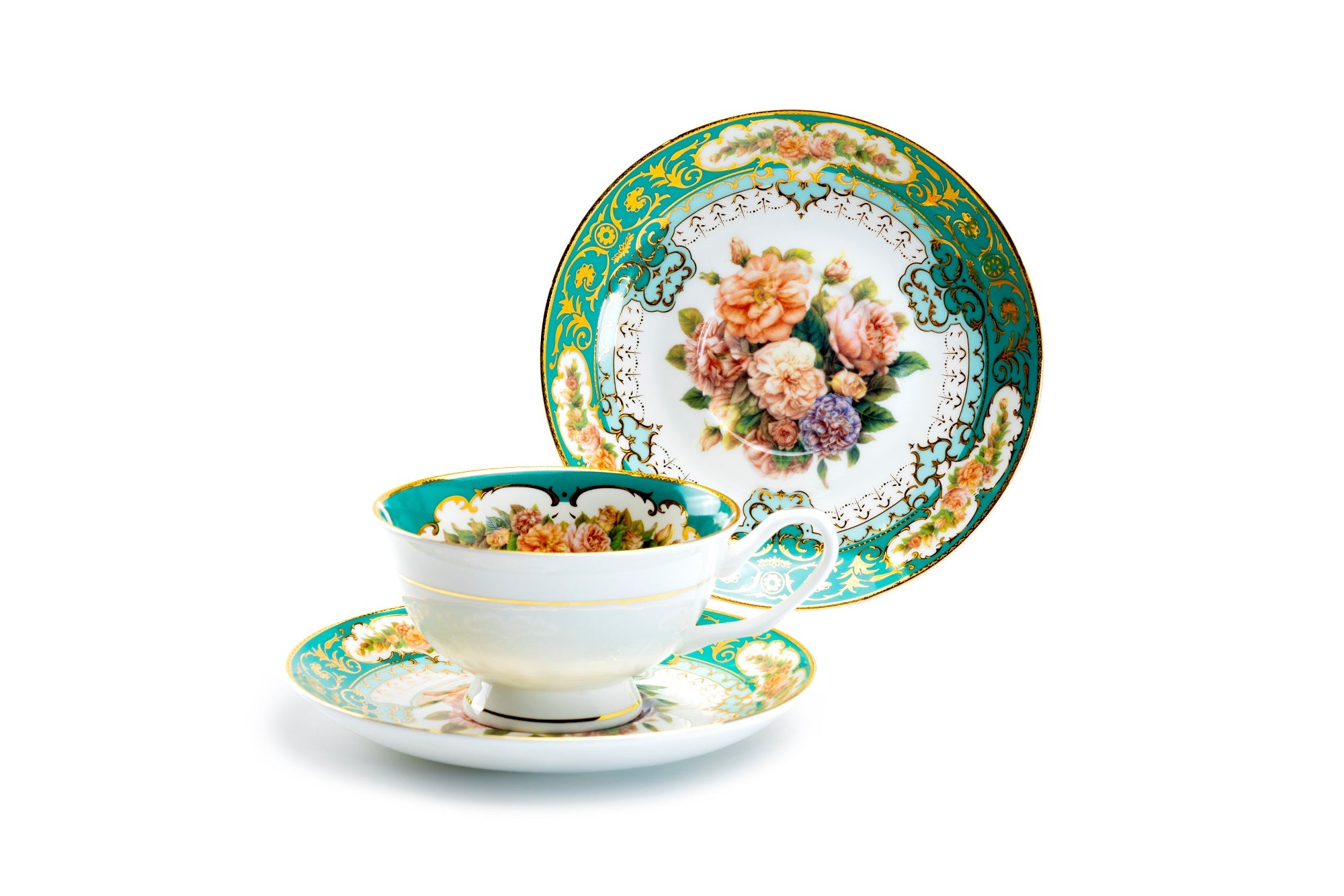 Royal Emerald Gold Bone China Tea Cup and Saucer