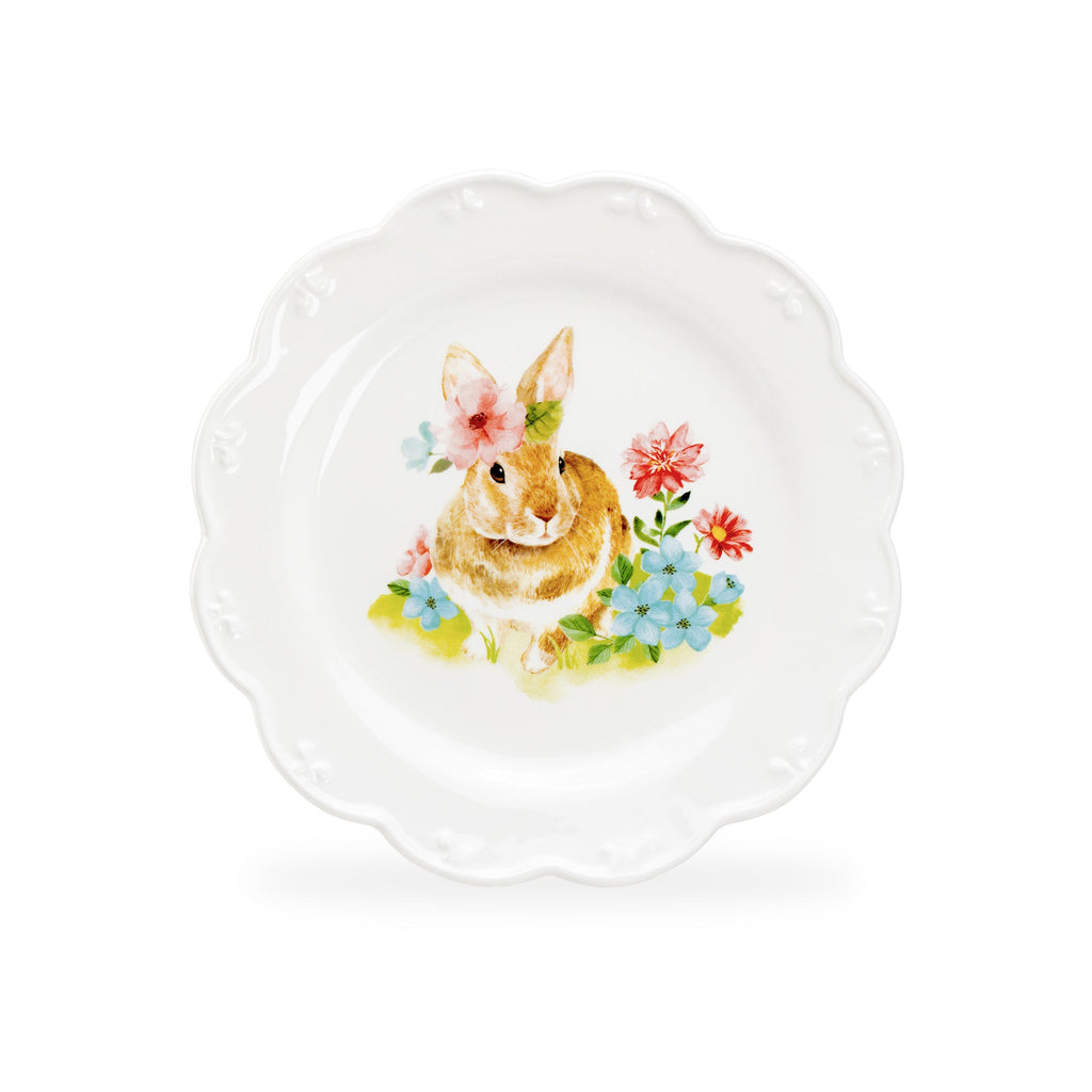 Flower Bunny Scallop Dessert/Dinner Plate