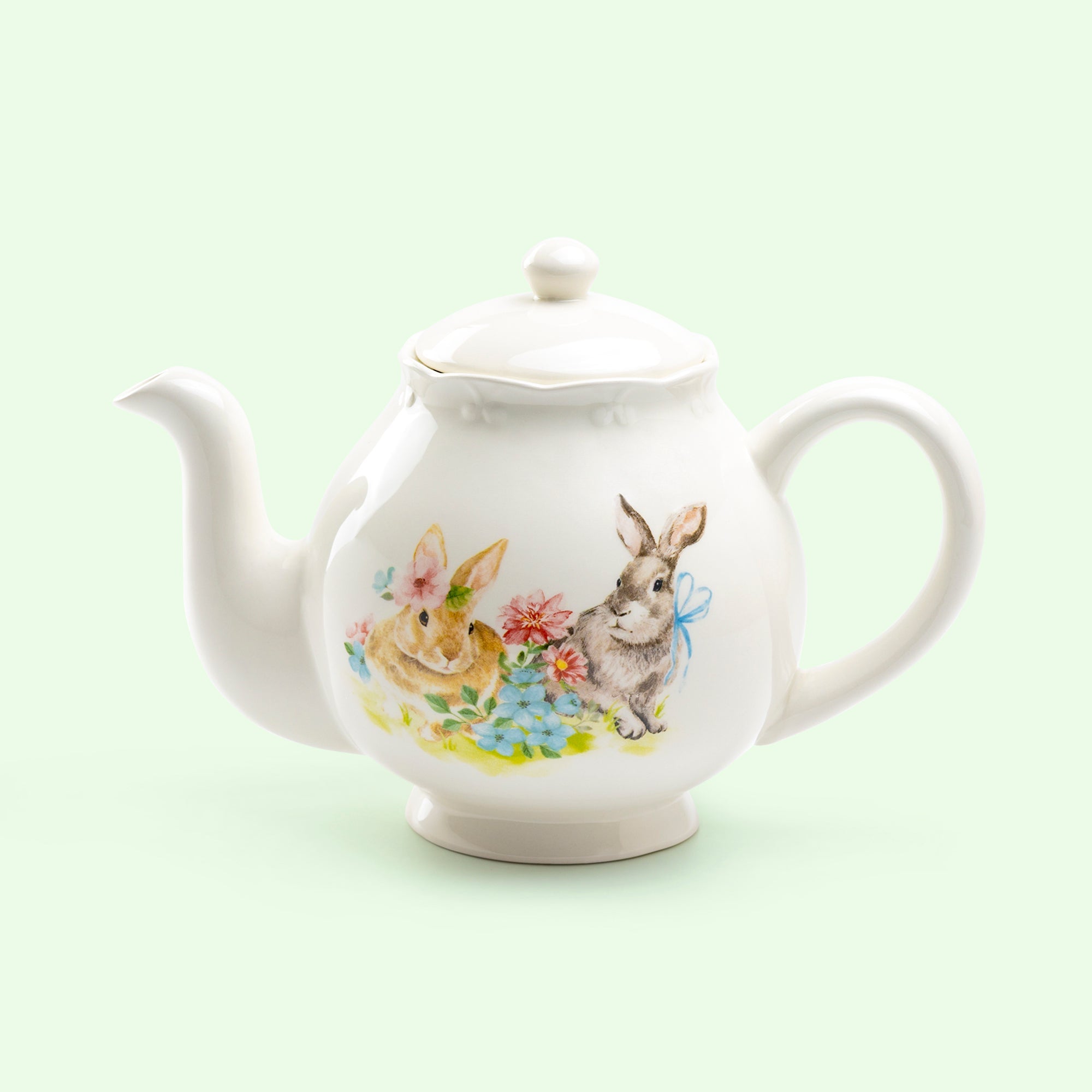 Flower Bunny Scallop Teapot