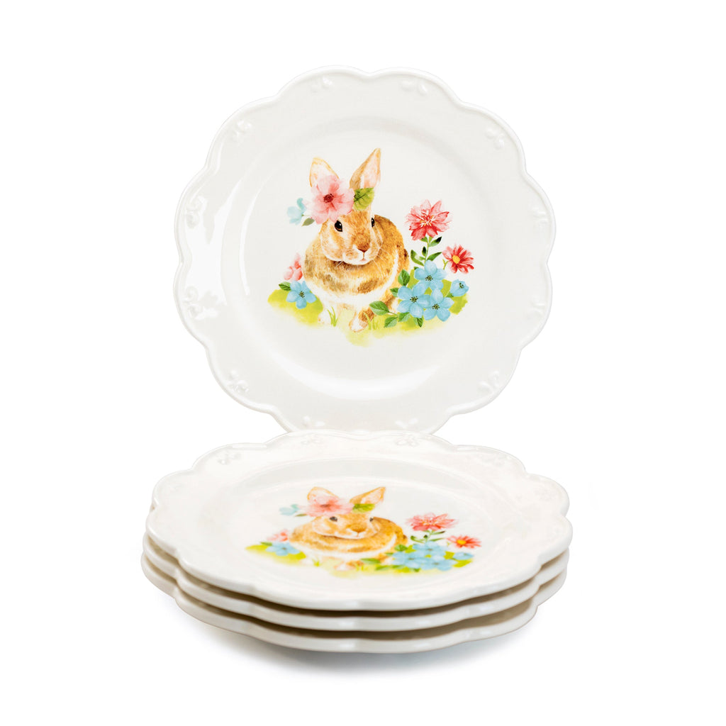 Flower Bunny Scallop Dessert/Dinner Plate