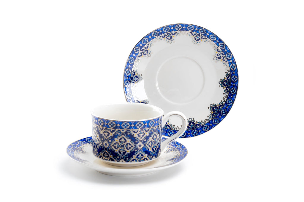 Blue Diamond Fine Porcelain Cup and Saucer