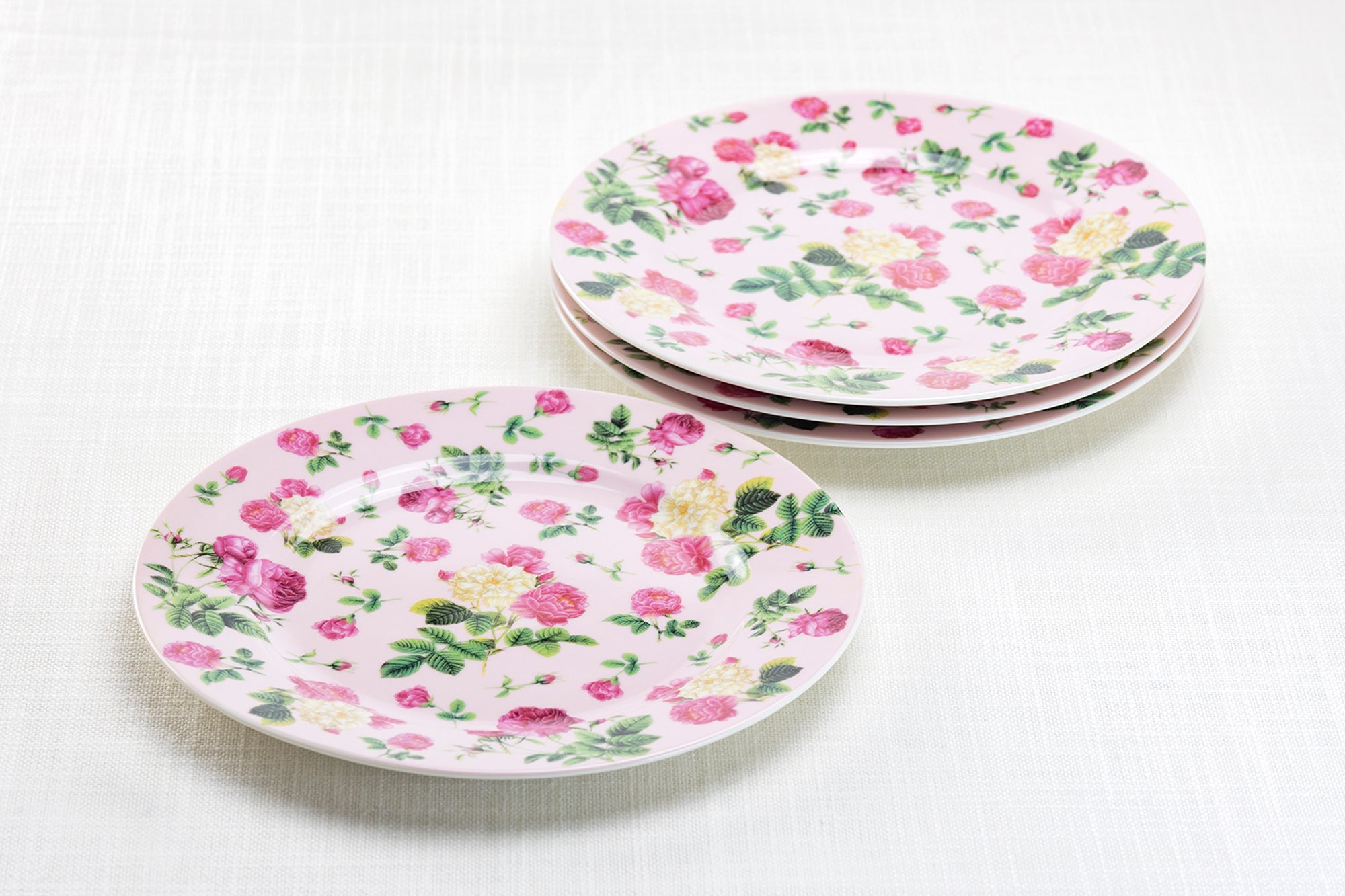 Pink Cottage Rose Chintz Fine Porcelain Dessert/Dinner Plate