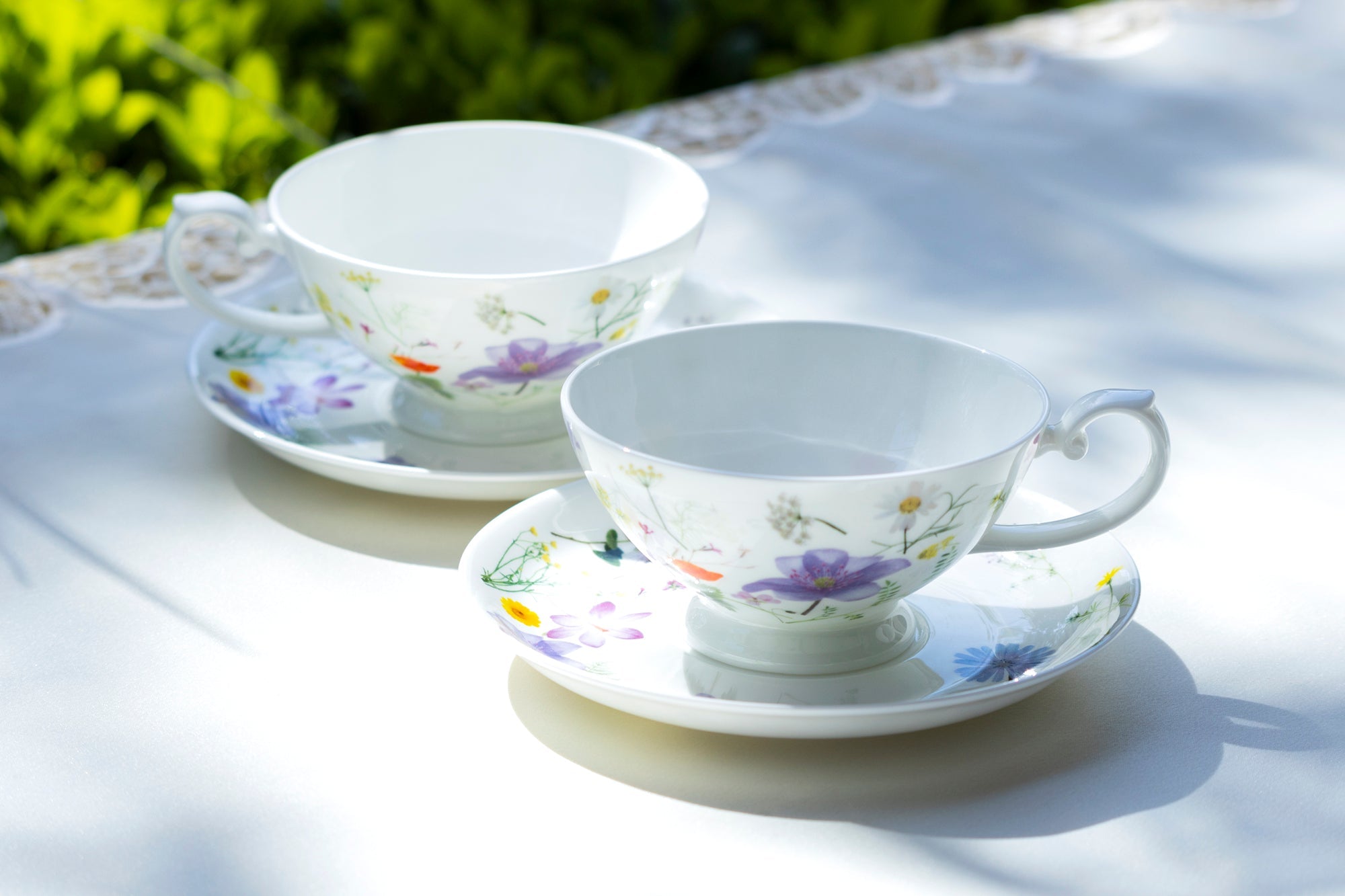 Summer Meadow White Bone China Cup and Saucer