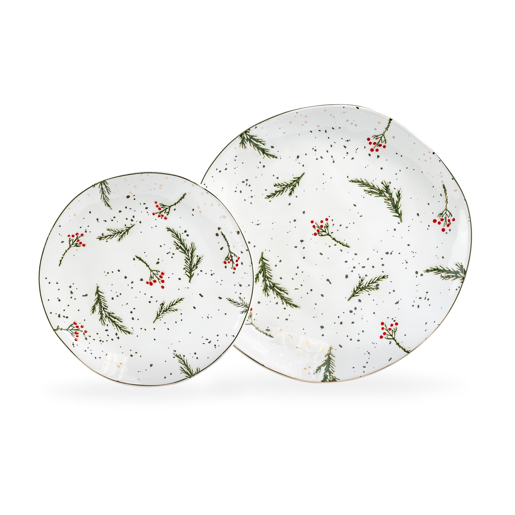 Holly Berries Organic Shape Dessert/Dinner Plate