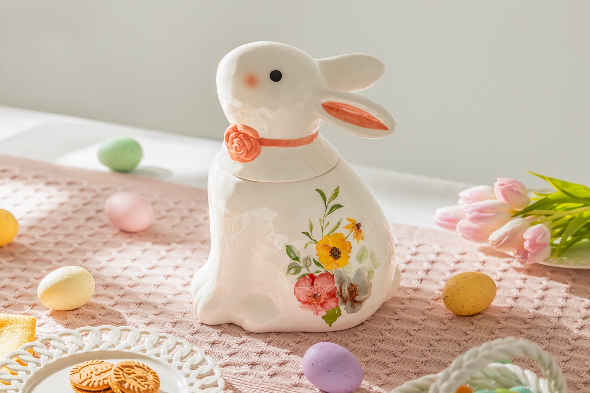 Floral Bunny Large Cookie Jar - CLEARANCE