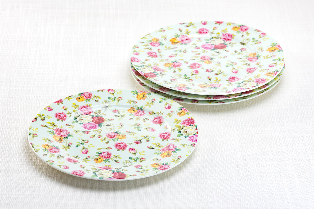 Blue Cottage Rose Chintz Fine Porcelain Dessert/Dinner Plate - New Edition