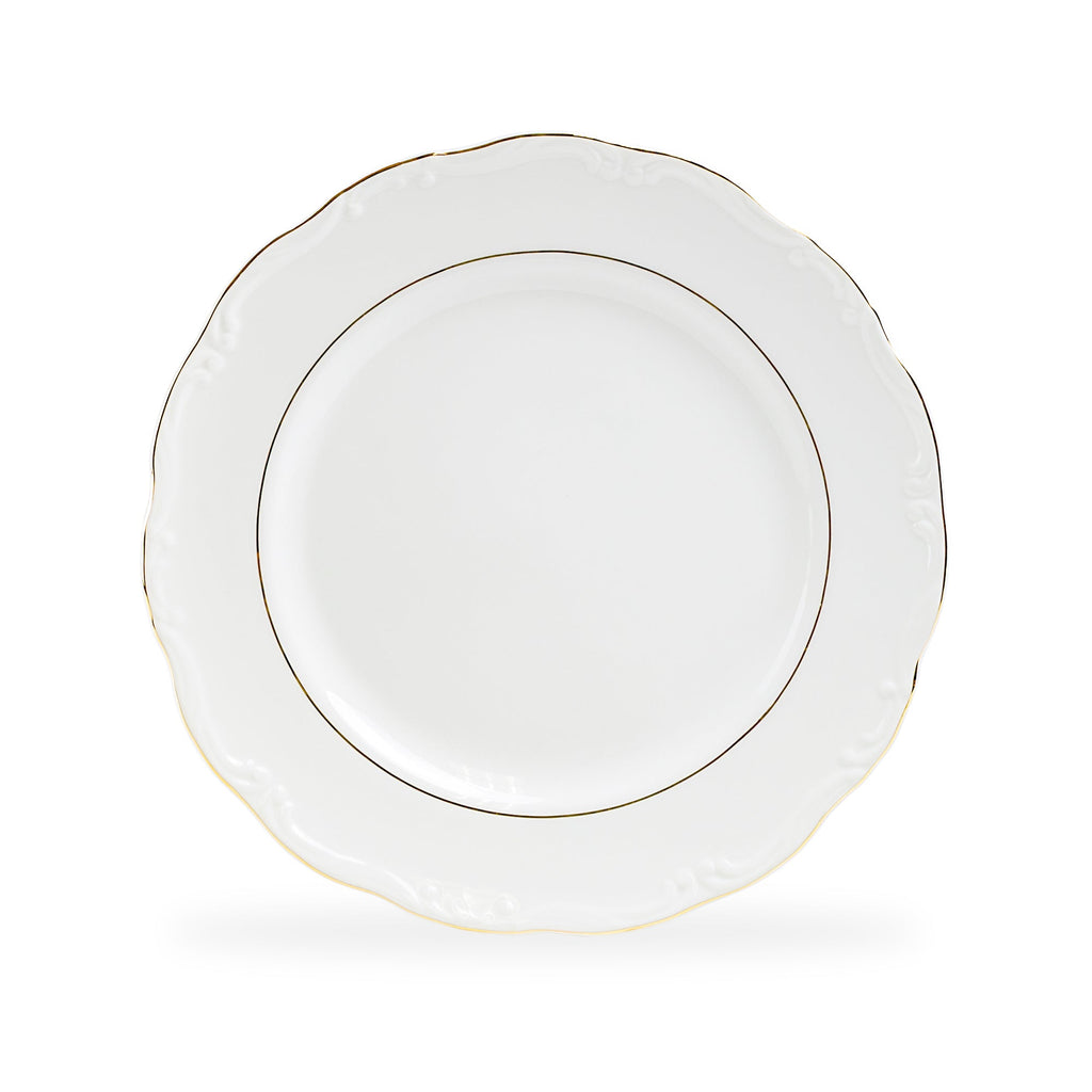 Rococo White Gold Fine Porcelain Dessert/Dinner Plate