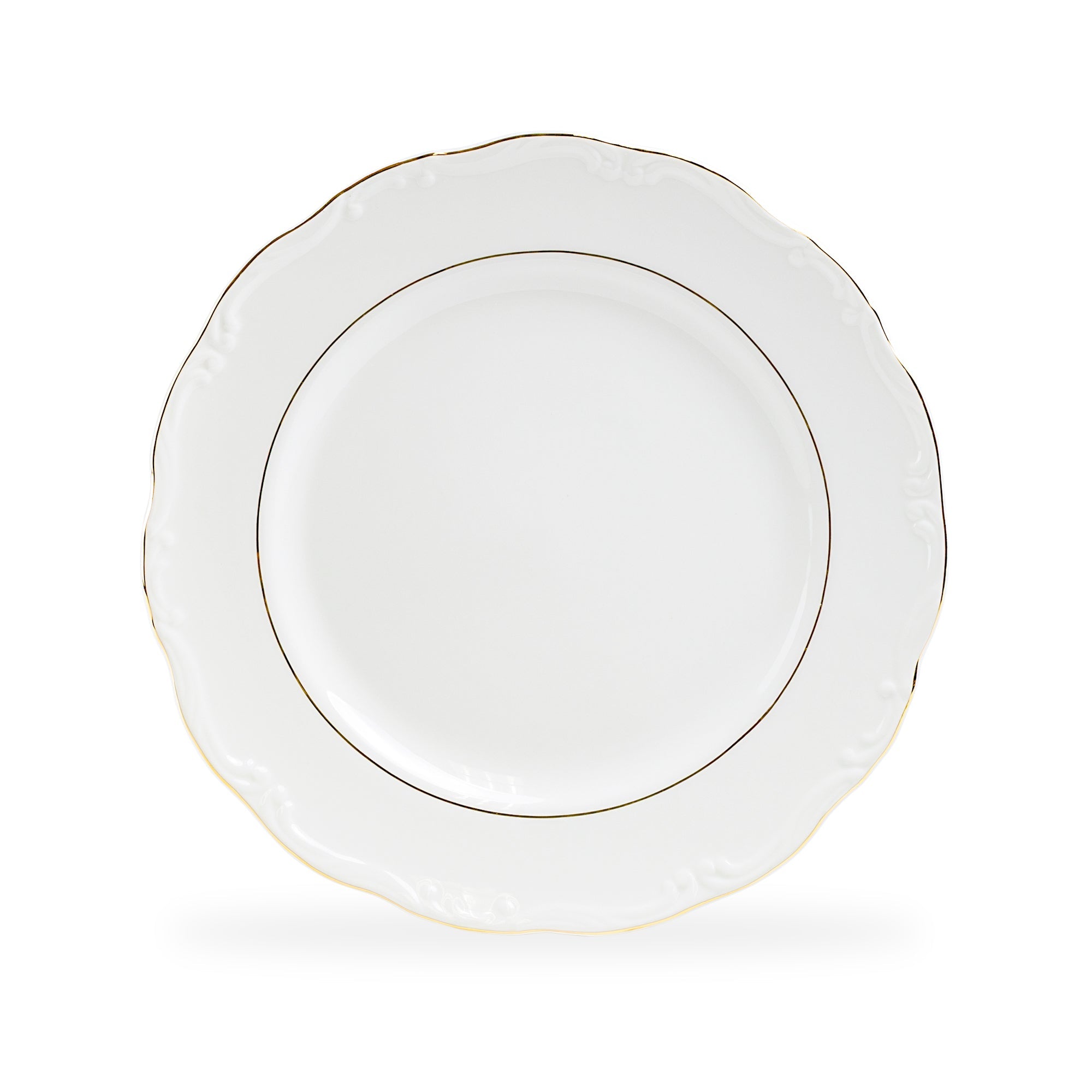 Rococo White Gold Fine Porcelain Dessert/Dinner Plate