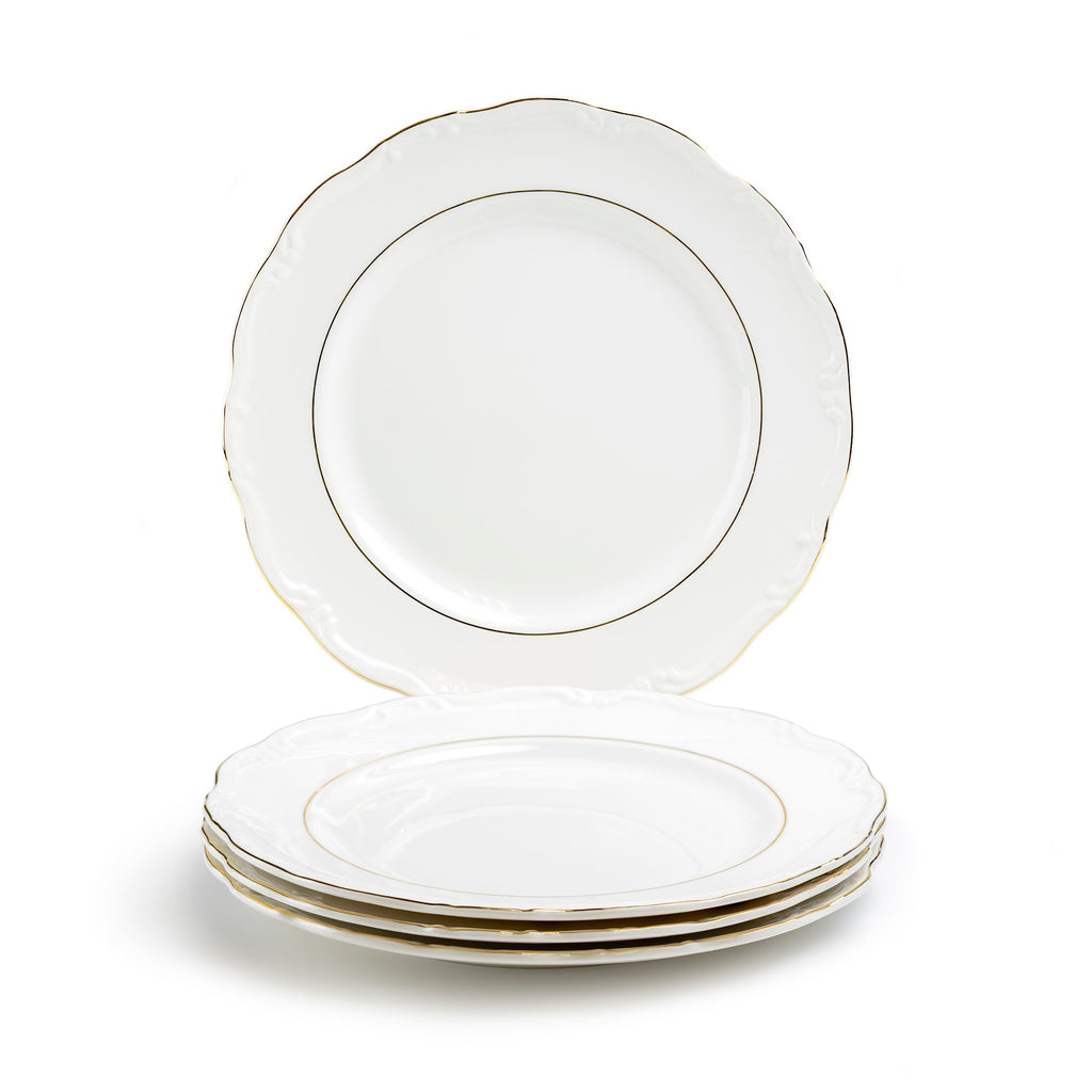 Rococo White Gold Fine Porcelain Dessert/Dinner Plate