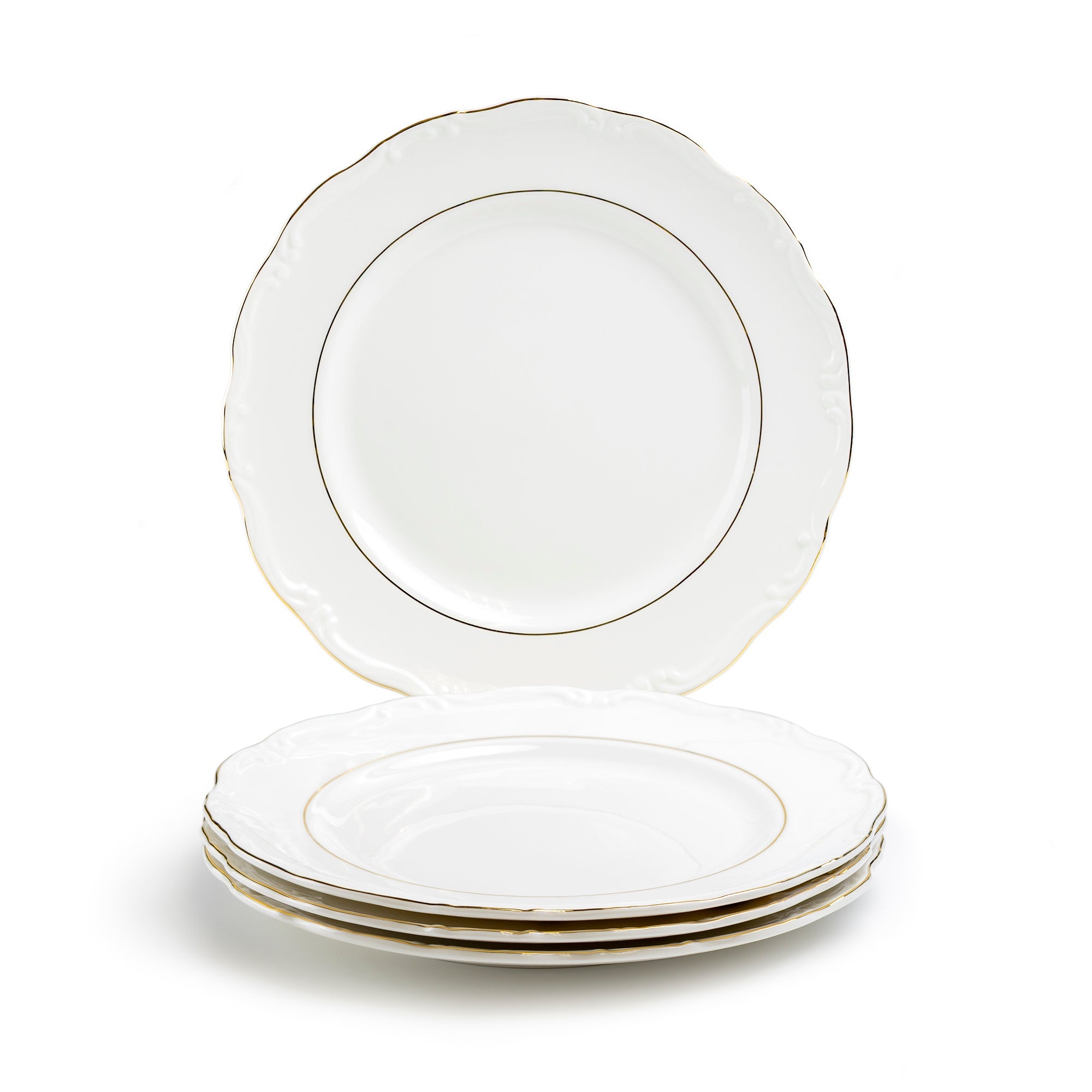 Rococo White Gold Fine Porcelain Dessert/Dinner Plate