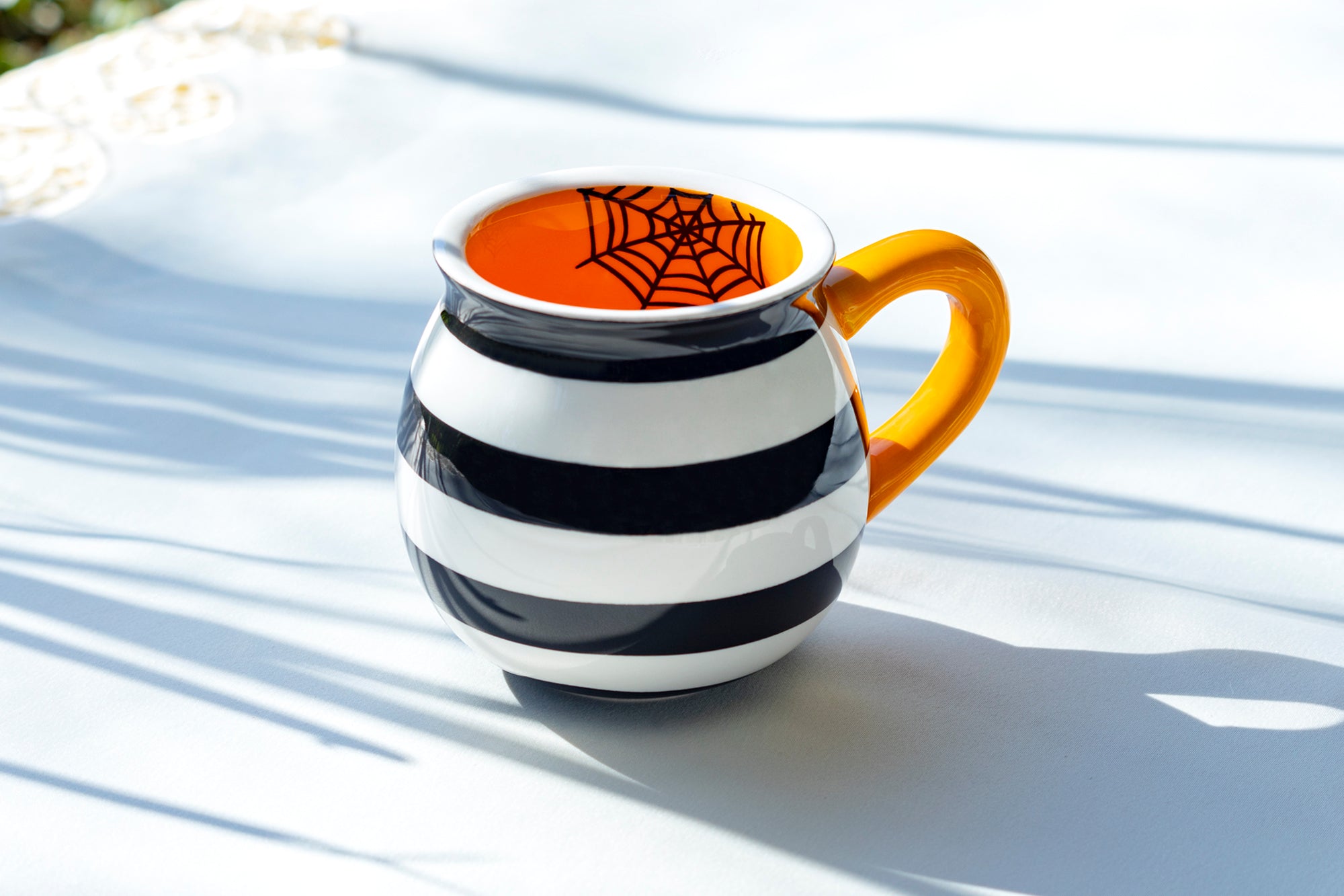 Halloween Bat Dots and Spider Web Stripes Mugs