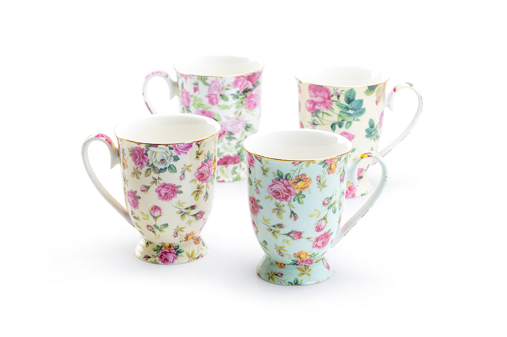 Assorted Rose Chintz Fine Porcelain Mug Set of 4