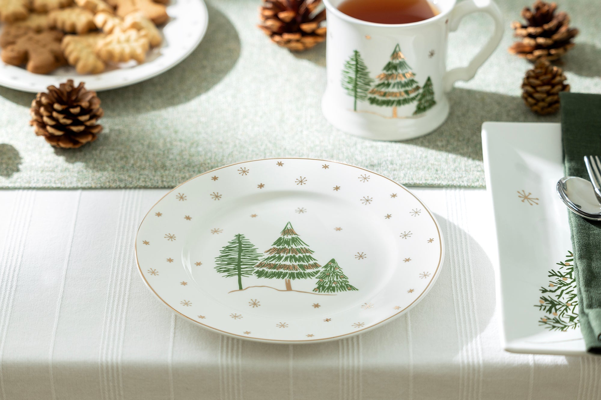 Christmas Pine Trees Fine Porcelain Salad/Dessert Plate