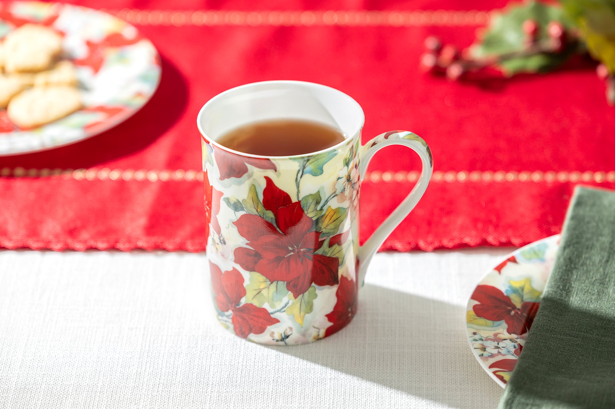 Poinsettia Bone China Mug