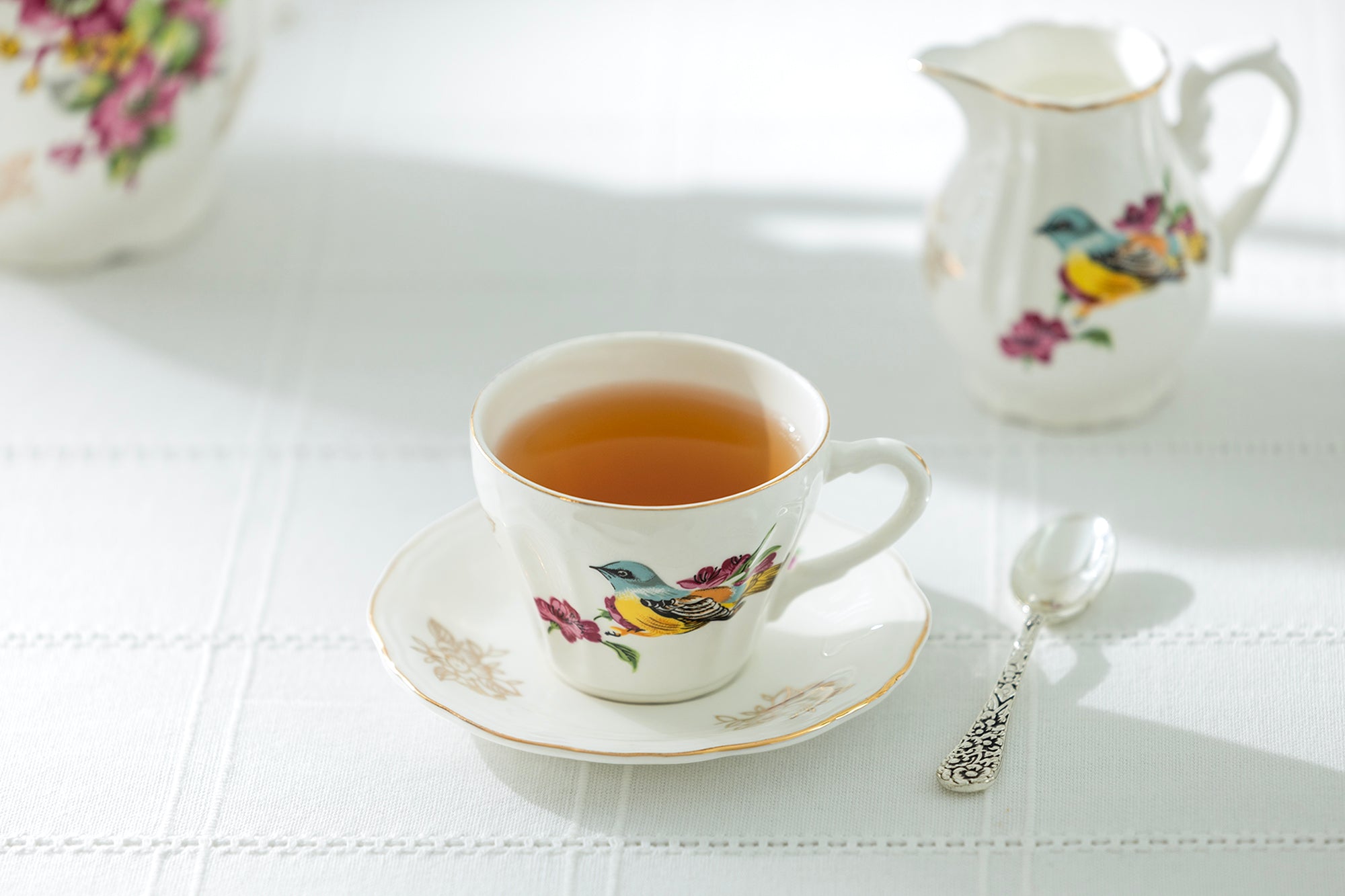Spring Flowers with Bird Fine Porcelain 11-Piece Mini Tea Set