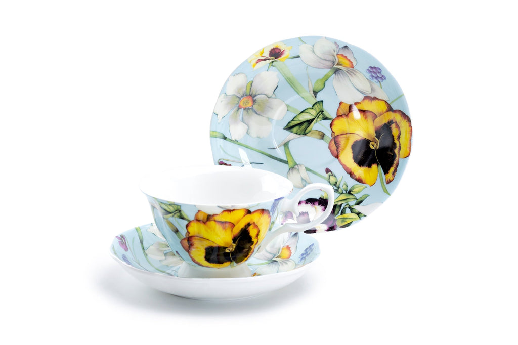 Yellow Pansy Bone China Tea Cup and Saucer
