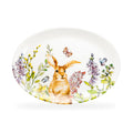 15.25" Spring Garden Bunny Oval Serving Platter