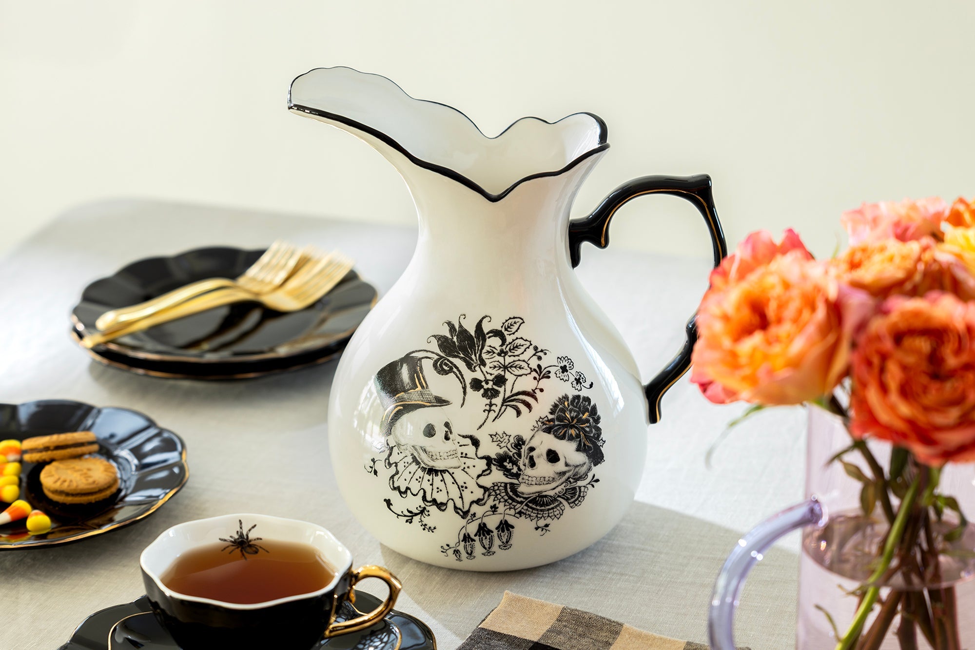 Halloween Victorian Skulls Pitcher