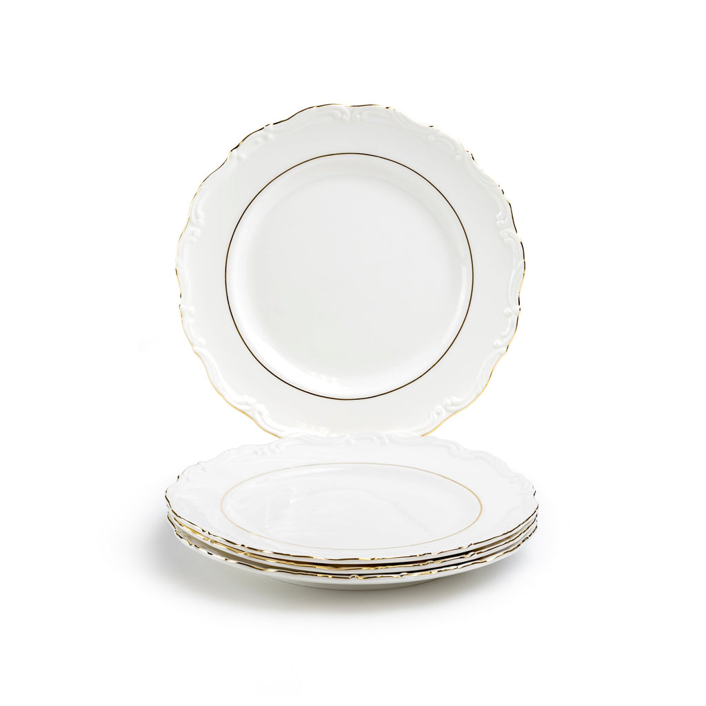 Rococo White Gold Fine Porcelain Dessert/Dinner Plate