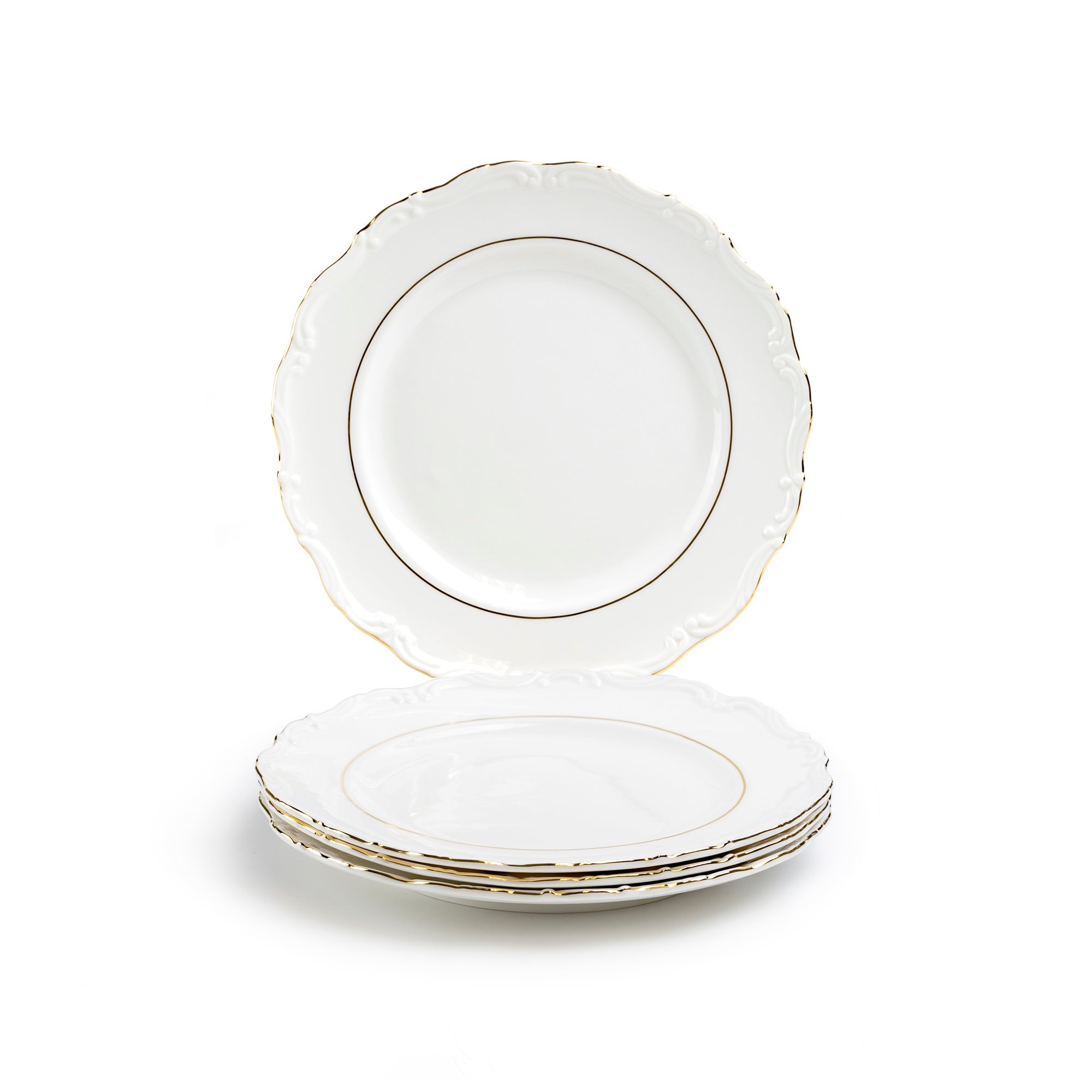 Rococo White Gold Fine Porcelain Dessert/Dinner Plate