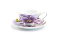 Purple Gold Pansy Bone China Tea Cup and Saucer
