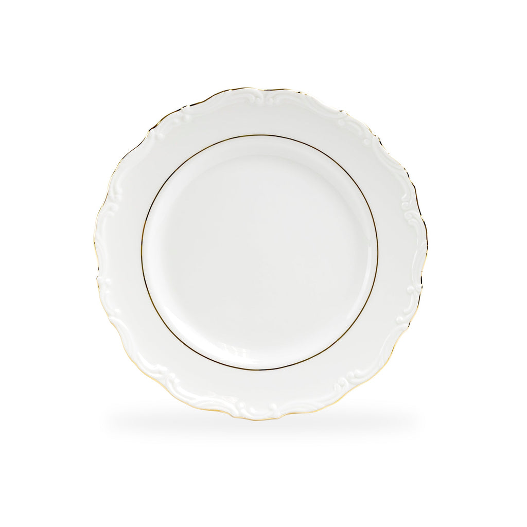 Rococo White Gold Fine Porcelain Dessert/Dinner Plate
