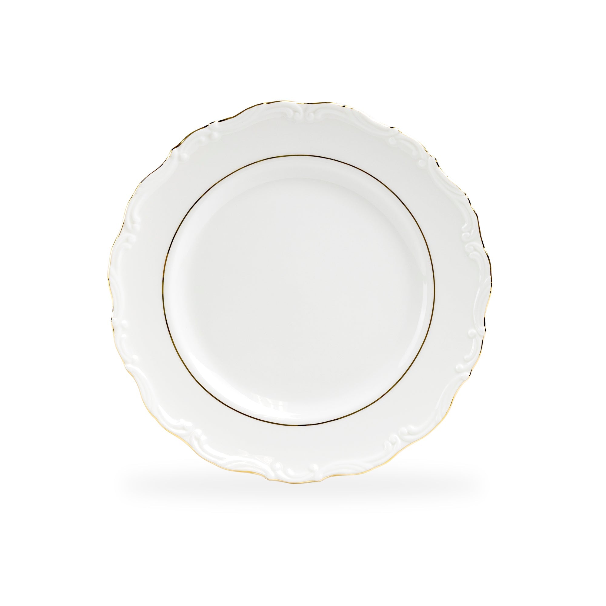 Rococo White Gold Fine Porcelain Dessert/Dinner Plate
