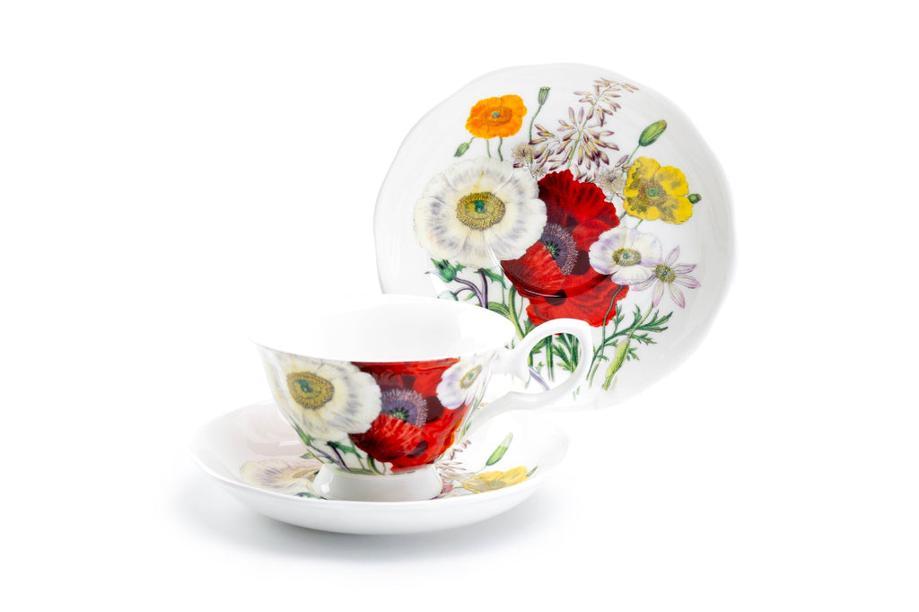 Poppy Field Bone China Tea Cup and Saucer