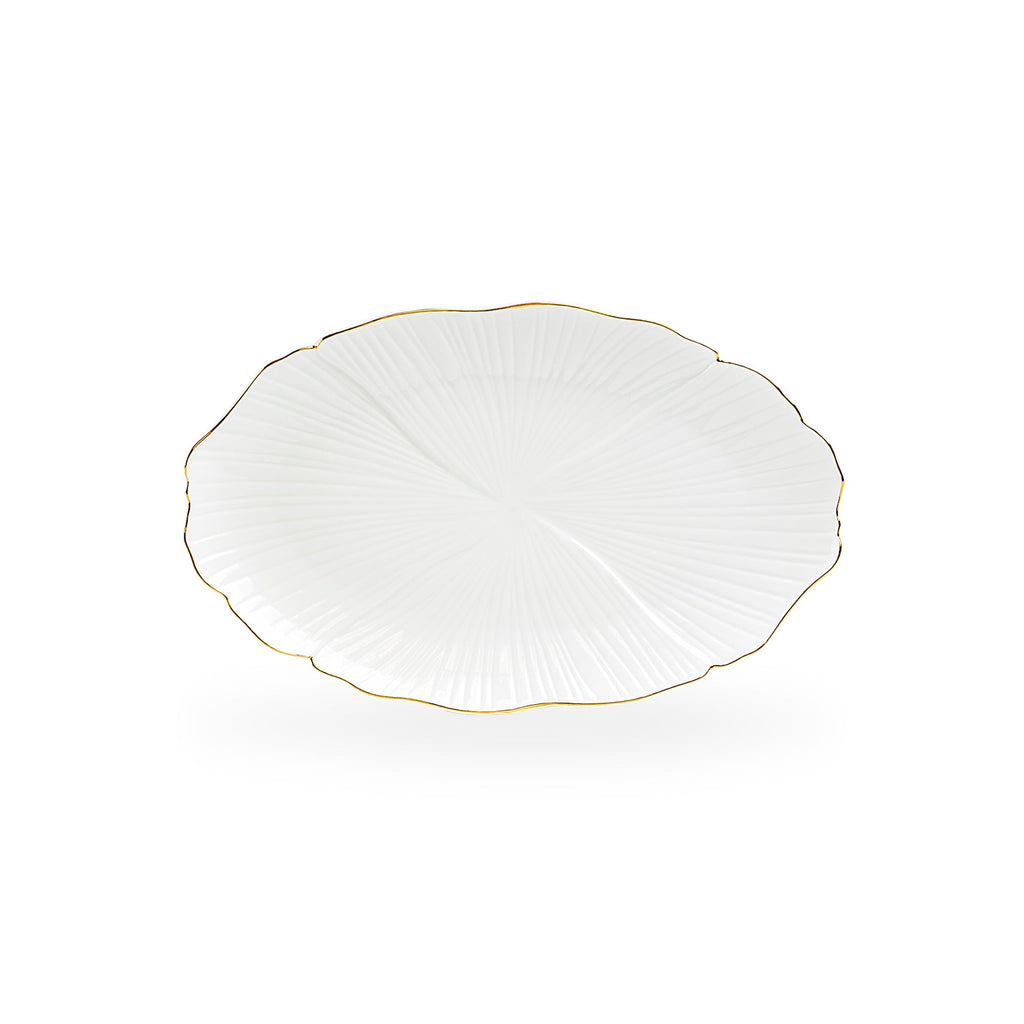 12" Ginkgo Gold Luxe Fine Porcelain Oval Serving Platter - Medium