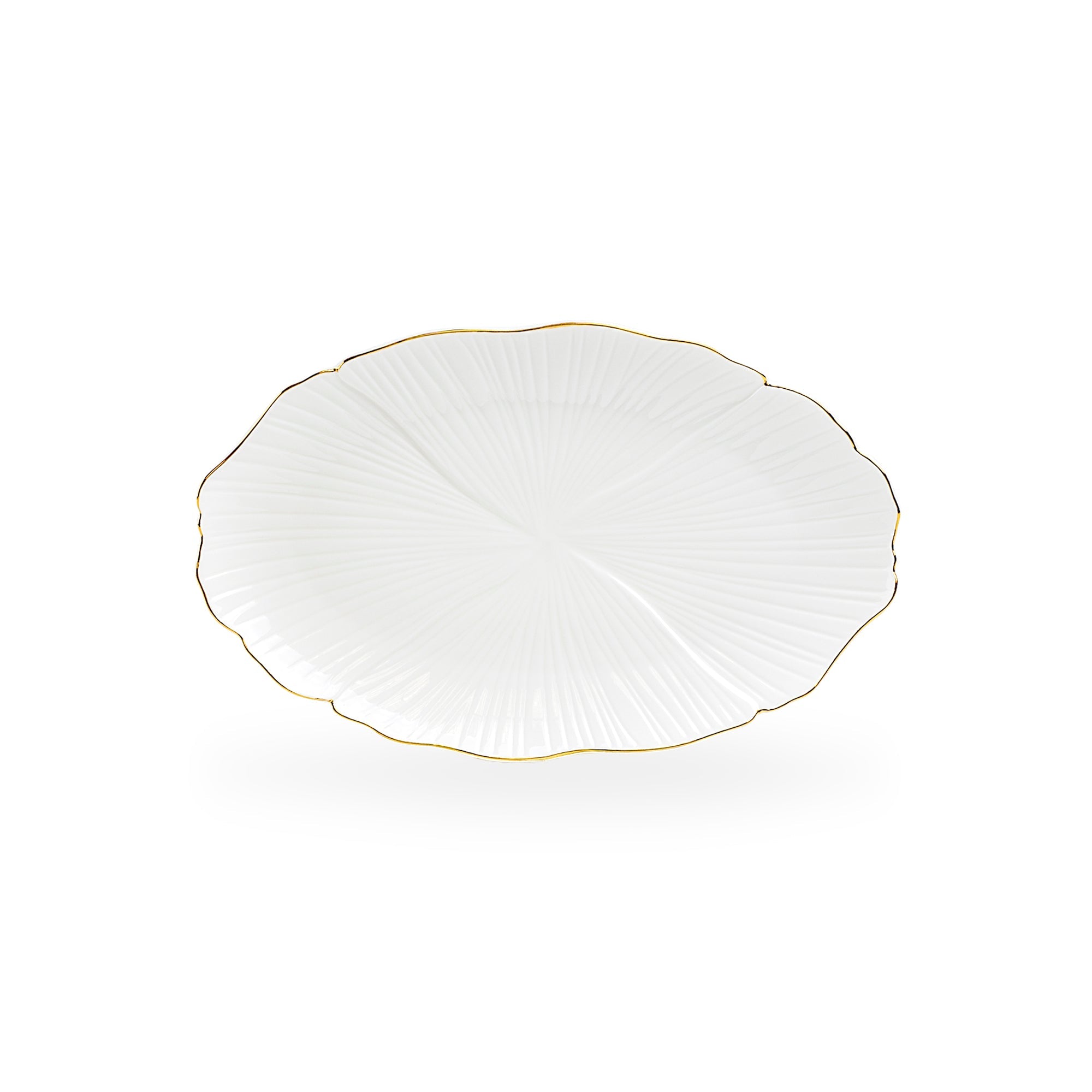 12" Ginkgo Gold Luxe Fine Porcelain Oval Serving Platter - Medium