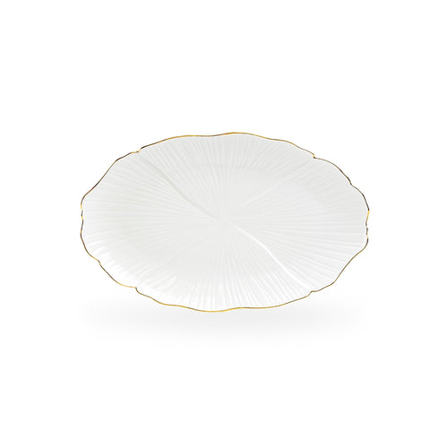 12" Ginkgo Gold Luxe Fine Porcelain Oval Serving Platter - Medium