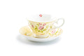 Rose Bud with Hummingbird Yellow Bone China Tea Cup and Saucer