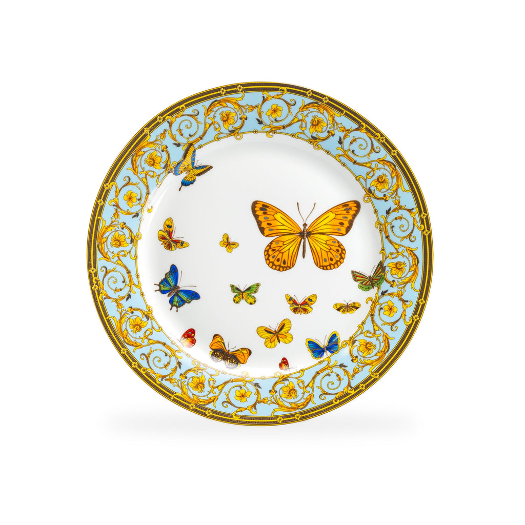 Butterflies with Blue Ornament Fine Porcelain Dessert/Dinner Plate